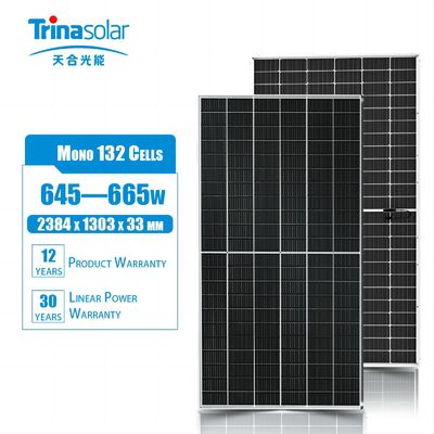 高出力ガラス単結晶太陽光パネル 655W 660W 665W 132 セル 210mmx210mm