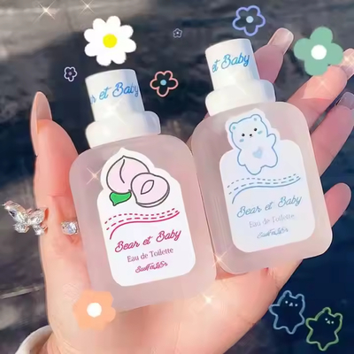 50ml キッズ ミニ 永続的な軽い香水 学生のための体噴霧香水 ベビーベア 桃の少女 ミニ香水 オリジナル