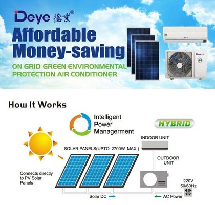 タイマー付き DEYE 太陽光発電のエアコン OFF GRID DC 48V スプリットハイブリッド ポータブル