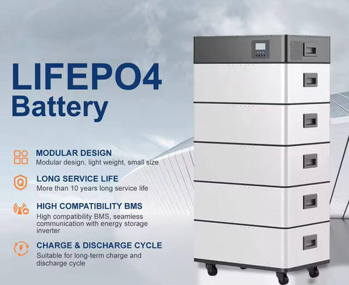 積み重ねられるモジュール型51.2v Lifepo4 リチウムイオン家庭用太陽光システム 6000倍 208Ah エネルギー貯蔵電池