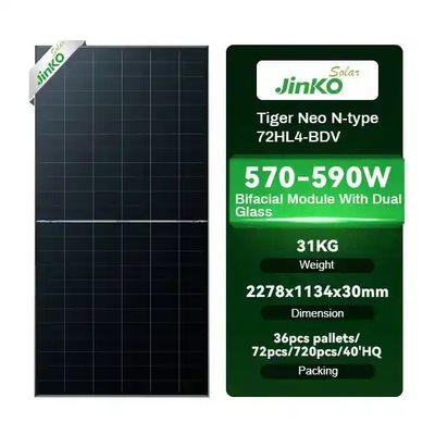 575W ジンコ タイガー ネオ N型 72HL4-BDV 太陽光発電システム用 双面太陽光パネル