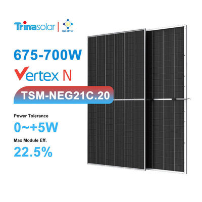 最大出力のために,ダブルサイド・ダブルガラス700W N型単結晶太陽光パネル