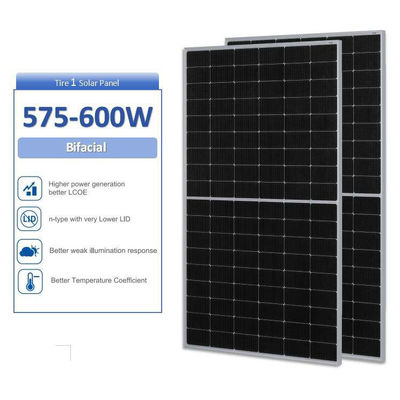 IEC ISO TUV 証明書を持つ 575-600W 双面型半セルダブルガラス Ja PV 太陽光パネル