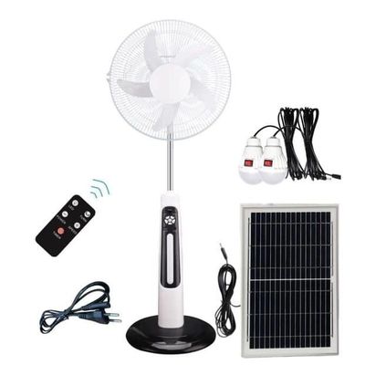 16インチ太陽電池AC DC 12V LEDライト付き 5 ブレイド 再充電可能な太陽電池スタンドファン パネルとバッテリー付き 太陽電池スタンドフロアファン