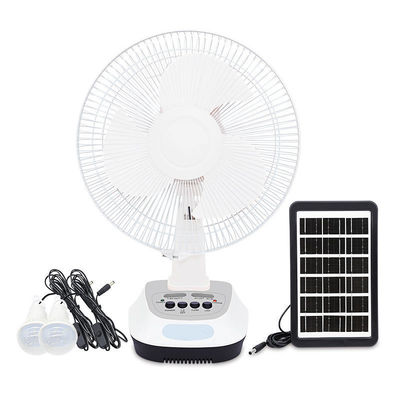 12インチ 太陽電池テーブルファン 再充電可能な太陽光パネル パワー バッテリー 立体テーブルファン 2つ電球